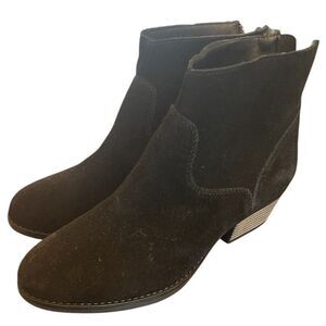 Skechers Womens Black Suede Ankle Booties Size 9 'LASSO' Heeled Memory Foam NEW
